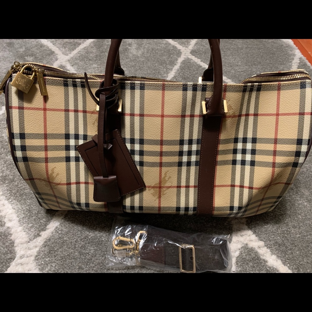 COPY - Burberry Haymarket Holdall Duffle Weekend …